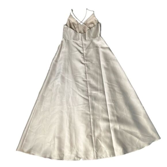 Alfred Sung V-Neck Full Skirt Satin Maxi Dress in Palomino. Size 16. NWT! - Picture 9 of 16